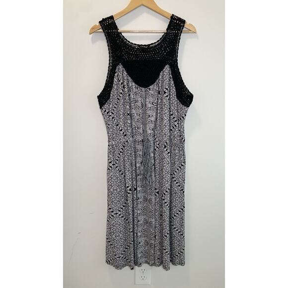 Lucky Brand Floral Crochet Midi Dress Plus Boho 2X Paisley Sleeveless Pockets - Picture 1 of 10
